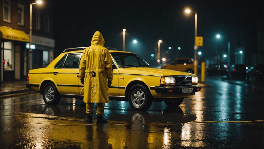 jump starting a car in rain